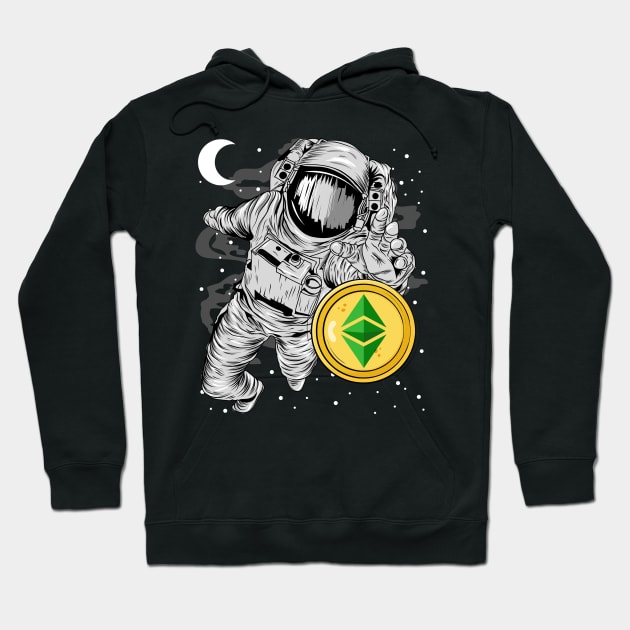 Astronaut Reaching Ethereum Classic Crypto ETH Coin To The Moon Crypto Token Cryptocurrency Wallet Birthday Gift For Men Women Kids Hoodie by Thingking About